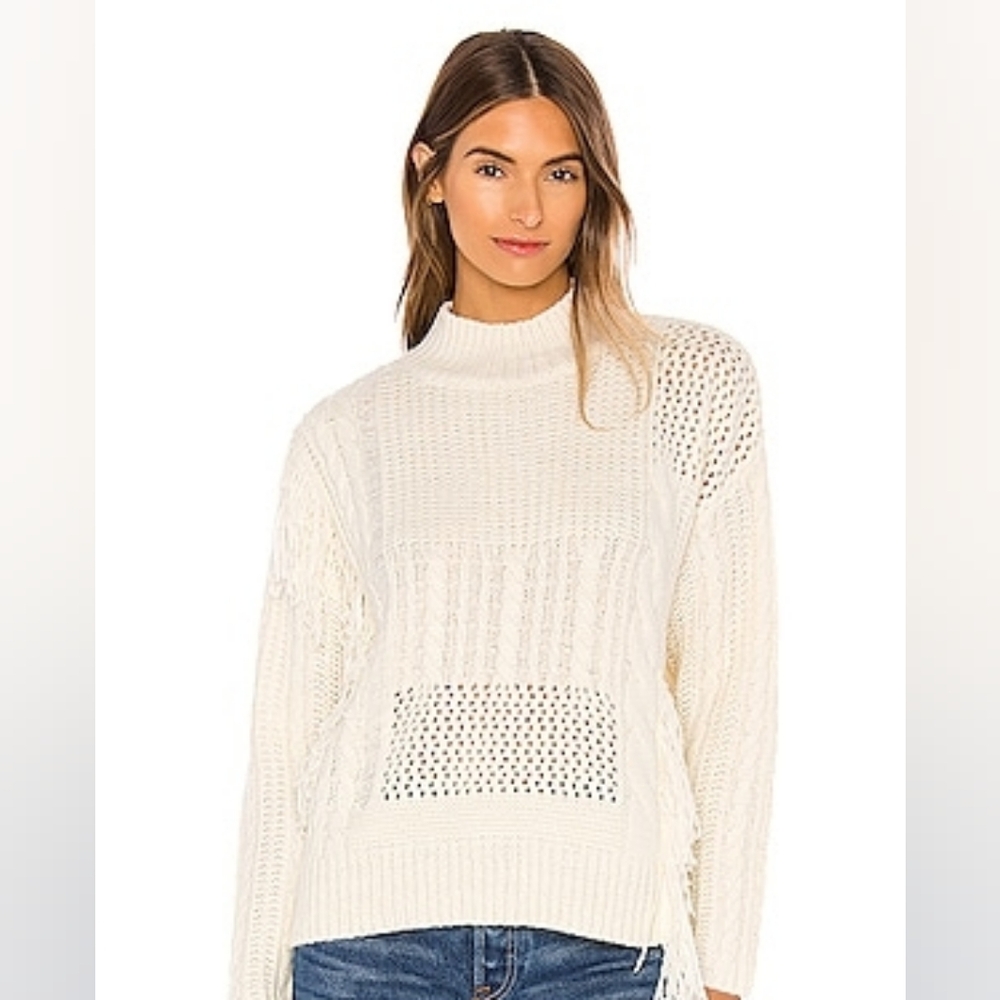 Anthropologie Line And Dot Thea Destressed Sweater In Ivory Size L
